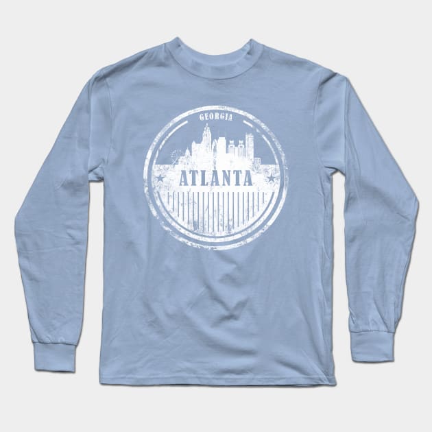 Atlanta city grunge skyline Long Sleeve T-Shirt by DimDom